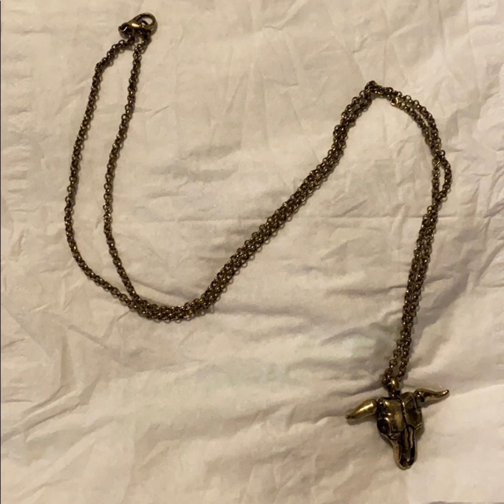 Gold Bull Skull Necklace